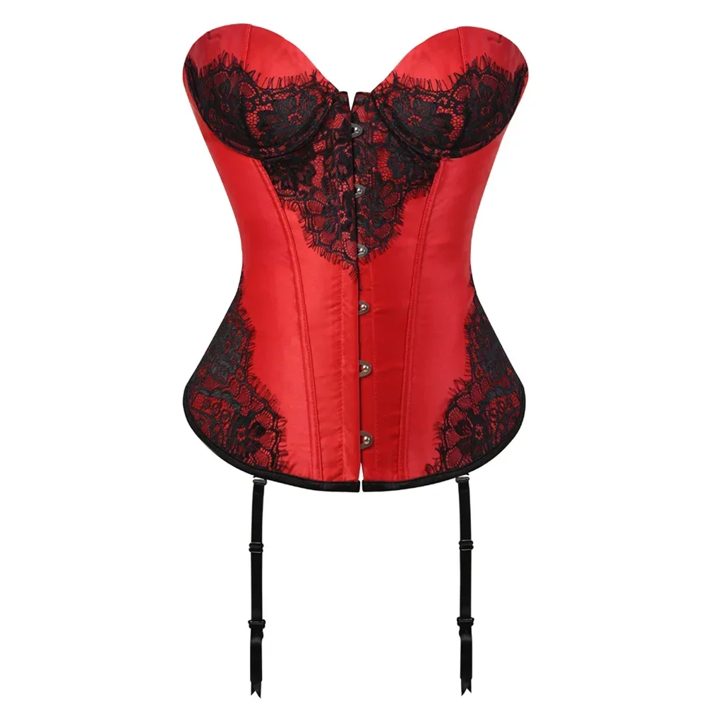 Woman Corset Sexy Gothic Corsets Lace Overlay Bustiers Vintage Overbust Burlesque Bustier Fashion Korsett Carnival Costume Women