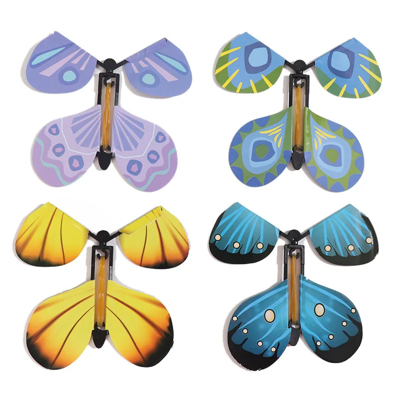 1/5/10PCS Random Color Magic Flying Butterfly Wind Up Toy Bookmark Internet Celebrity Colorful Butterfly Simulation Party Gifts