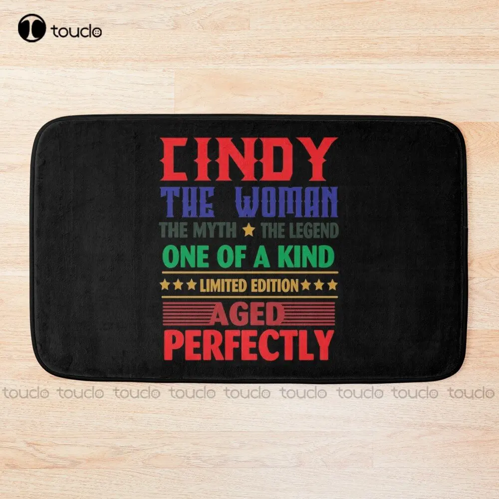 Cindy The Woman The Myth The Legend Bath Mat Funny Bathroom Rugs