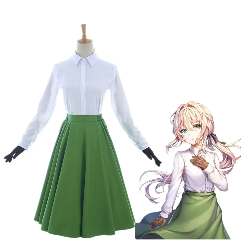 Anime Violet Evergarden Cosplay Auto Memory Doll Cosplay Costume Fancy Green Dress Uniform Suit Halloween Custom Made