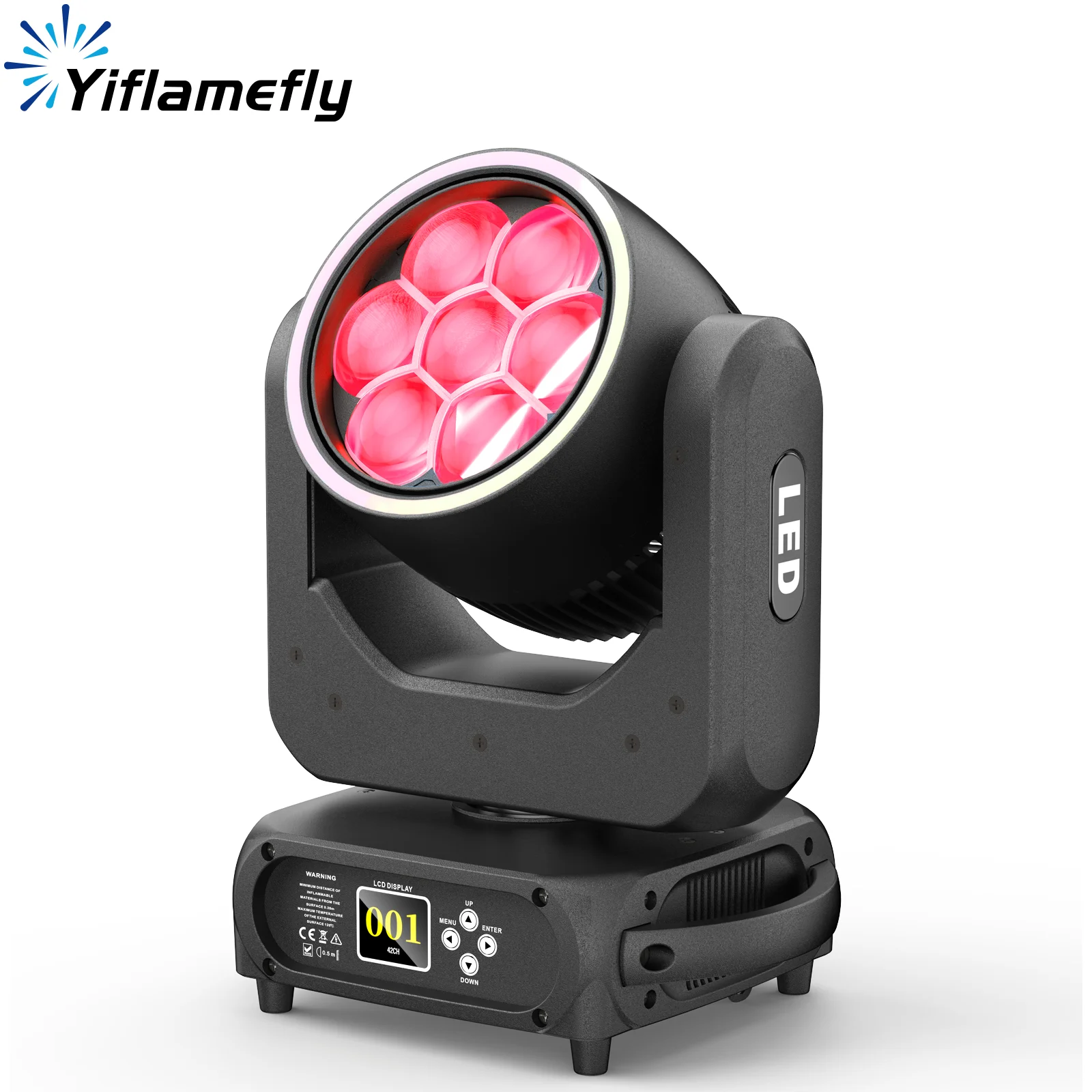 

Yiflamefly Mini 7X40W Светодиодный светильник с подвижной головкой и кольцом RGB Halo RGBW Wash Beam Zoom Stage Light DMX512 DJ Light для свадебной дискотеки