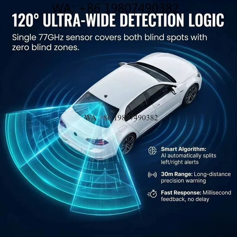 wmwmnu Universal Car Blind Spot Sensor System 77Ghz BSD Radar Detection System