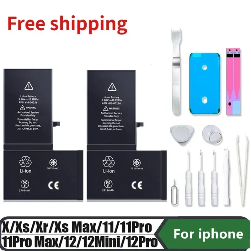 

Battery for Apple IPhone X XR XS XS MAX 11 12 13 PRO MAX Mini Replacement Bateria High Quality Phone Battery