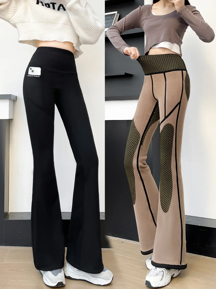 

Thiened Fce Winter High Waist Slim Fit Yoga Pants Women's Casual arkskin Leggings Tummy Control Butt Lifting Pants