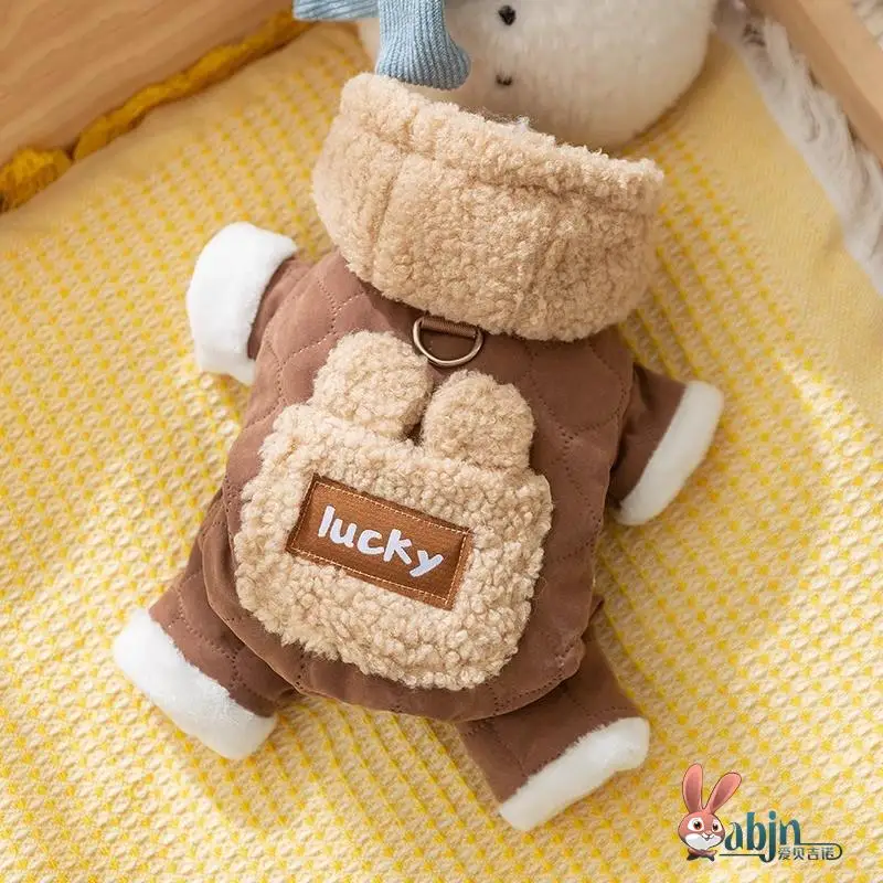 

Thiened Cotton Dog Clothes for Autumn And Winter Pet Four-Footed Dog Clotheswith kets eepdog Teddy Bichon Winter Coat