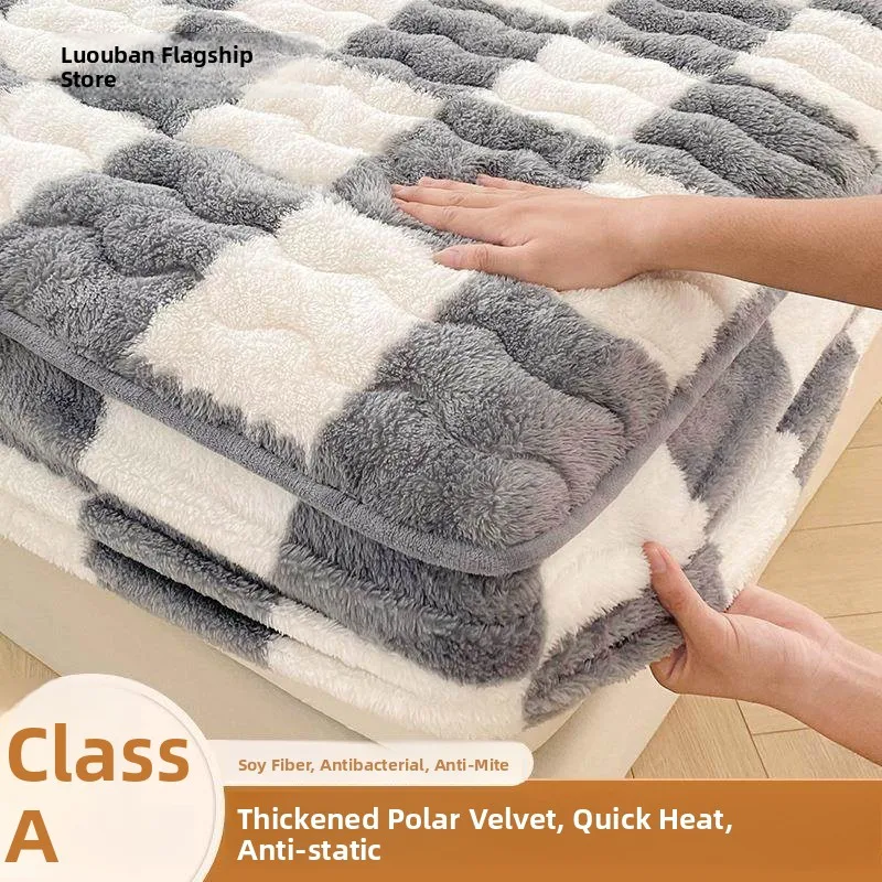 

Утолщенный чехол для матраса из молочного вельвета и кораллового флиса, полностью закрывающий матрас, с хлопковым сэндвич-покрытием из кораллового вельвета