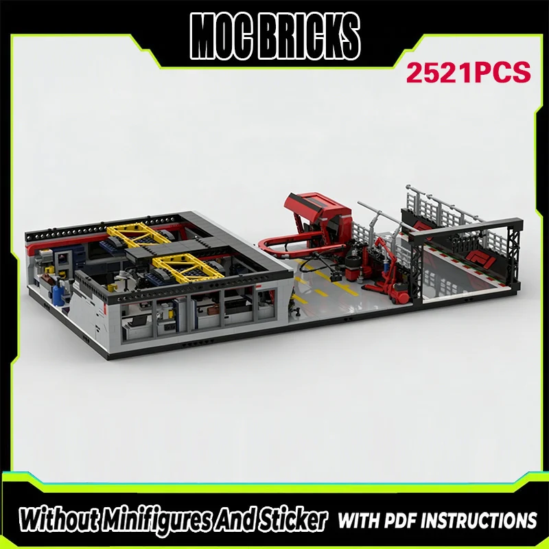 

City Street View Model MOC Building Bricks Racing Car Pit Display Modular Technology Gifts Holiday Assemble Children Toys Suit