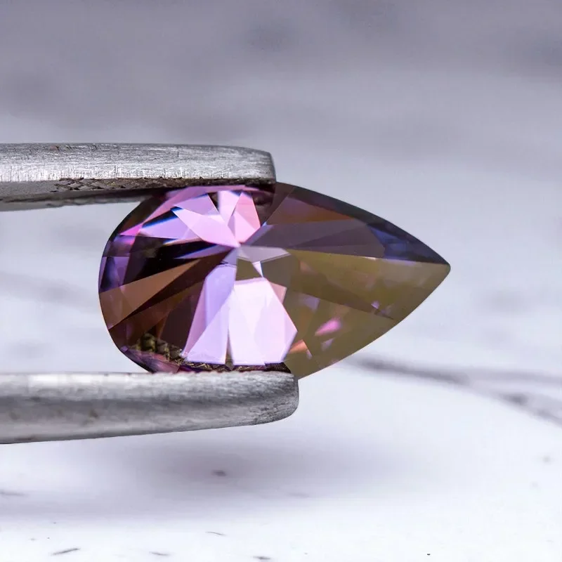 

Moissanite Stone Pear Shaped Imperial Purple Colour VVS1 with GRA Certificate Gemstone Charms Beads for jewel making