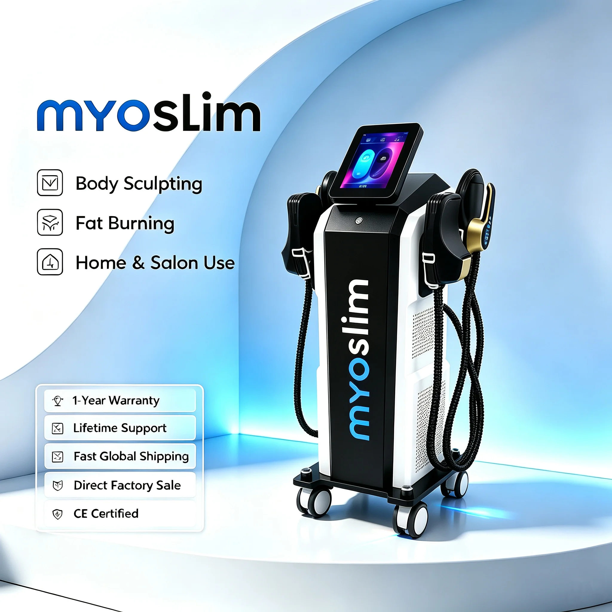 MYOSLIM Foldable screen Body massager Sculpting Machine muscular Stimulation  Instrument Fat Burning Weight Lose Beauty Equipmen