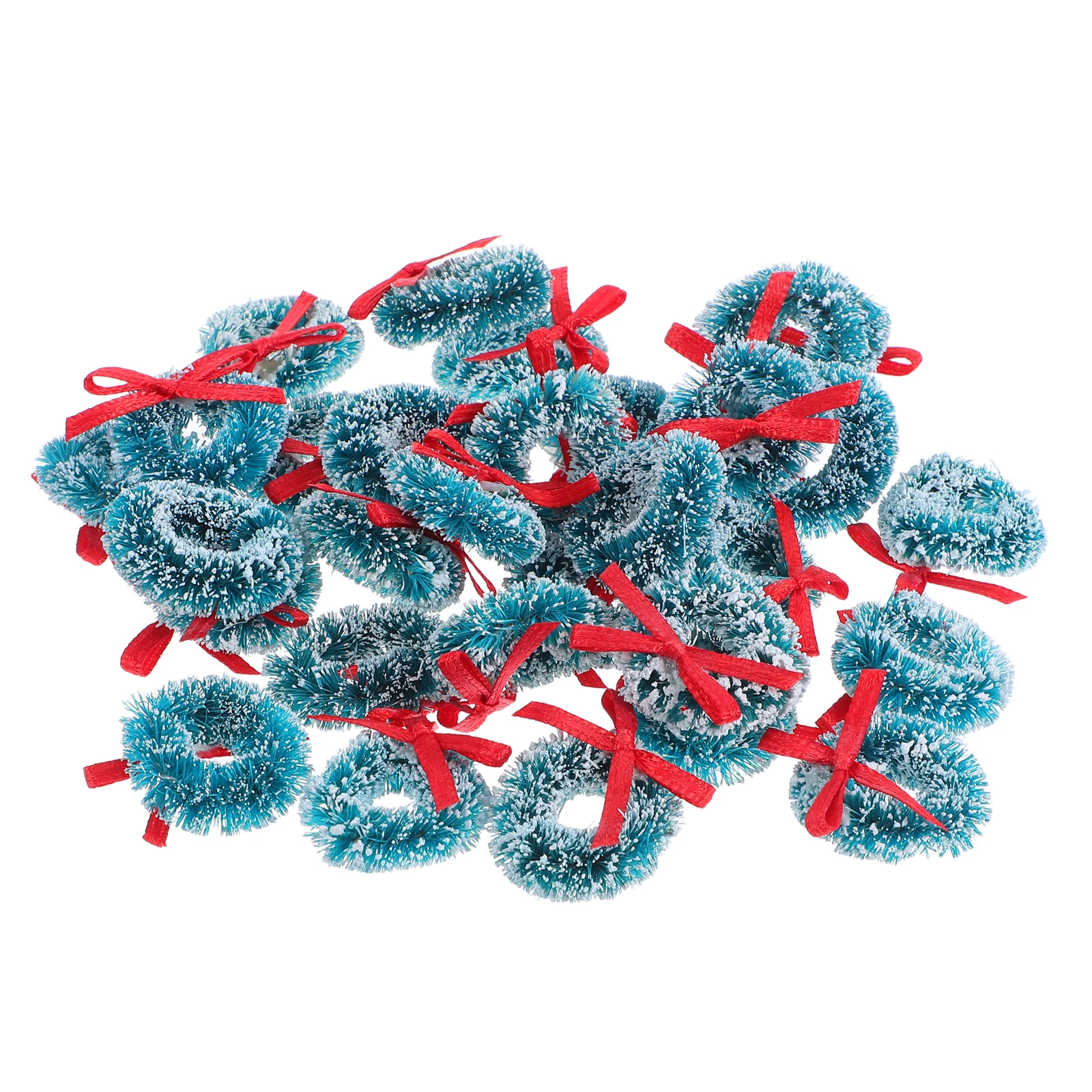 

30pcs Mini Christmas Garland 3Cm Small Wreath Bowknot Artificial Sisal Berries Greenery Holiday Decoration For Door Mantel Table