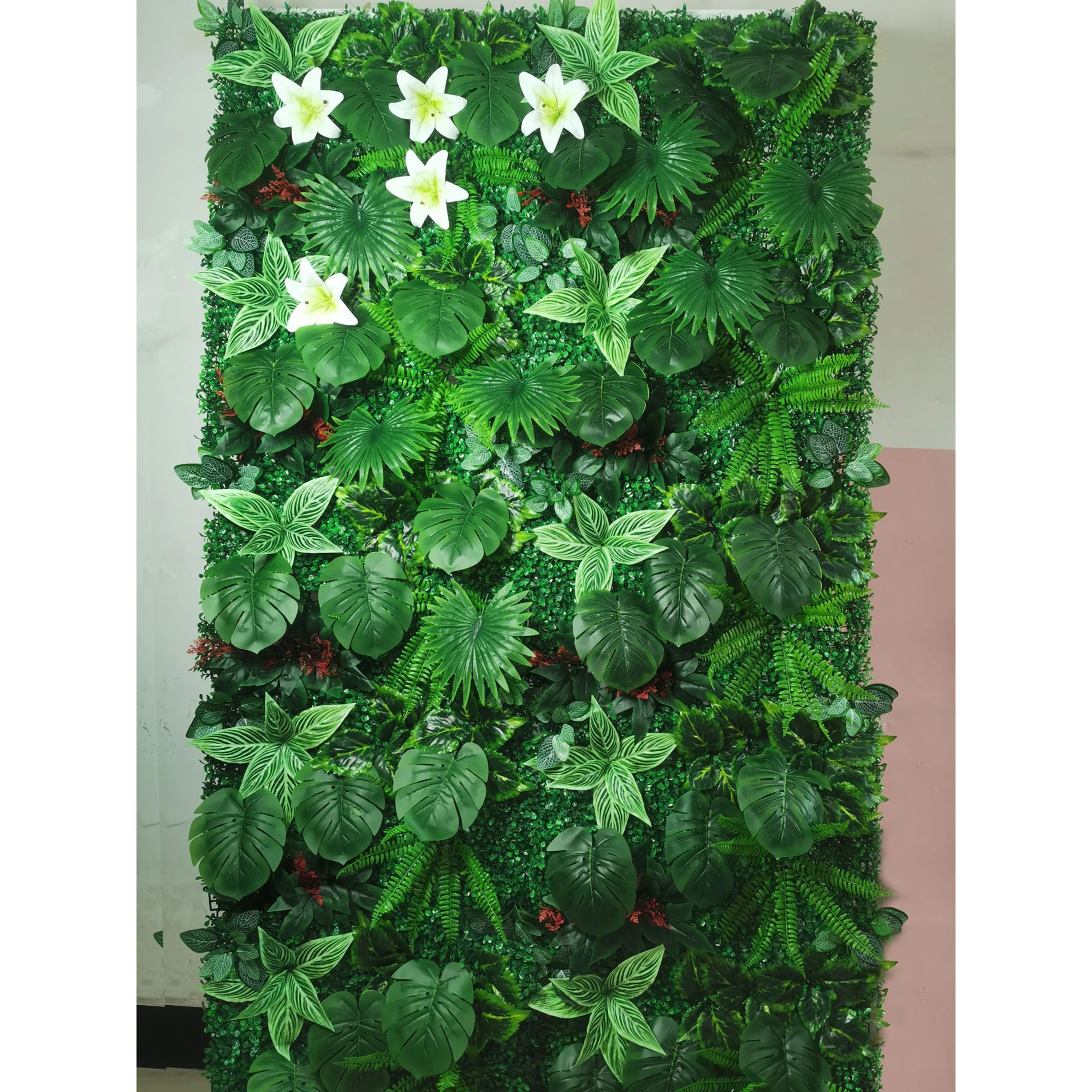 Artificial Plant Rattan Fake Flowers Panel Lawn Simulation Lawn Green Leaf Grass Mesh Grille Wall Decoration