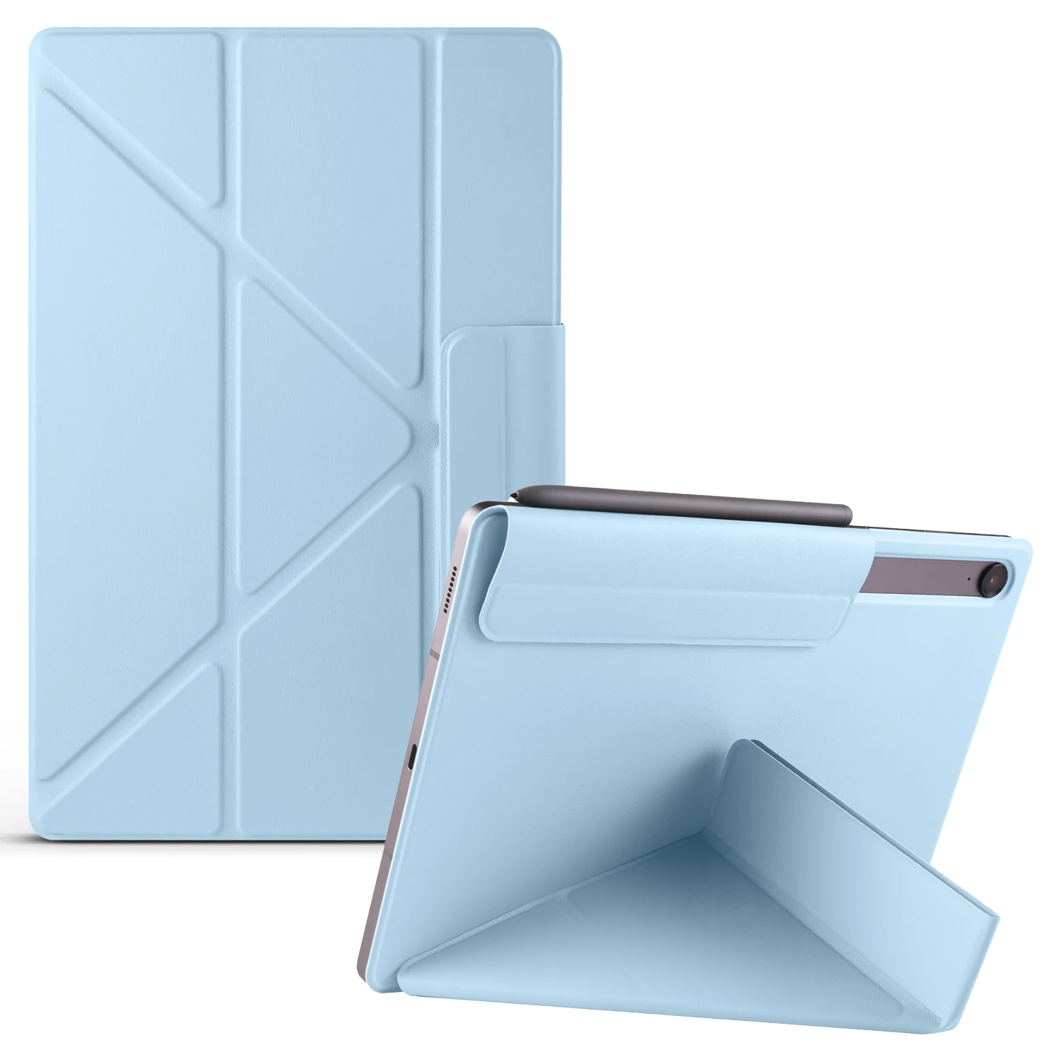 

Magnetic Tablet Case For Samsung Galaxy Tab S10 FE / S9 FE / S9 PC + PU Leather Origami Stand Cover - Baby Blue
