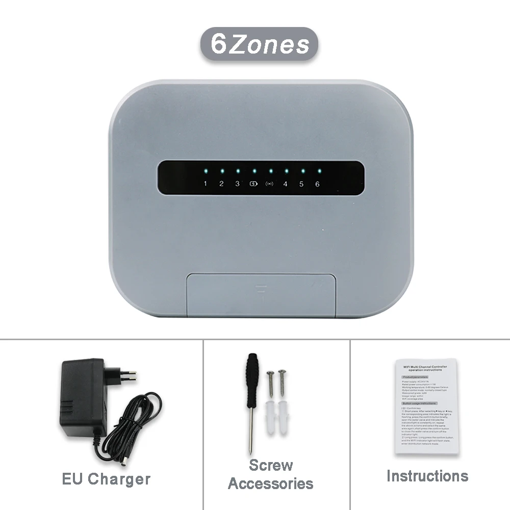 6/8 Station Tuya WiFi Indoor Smart Sprinkler Controller Irrigatiesysteem Afstandsbediening per telefoon Werkt met Smartlife EU-stekker