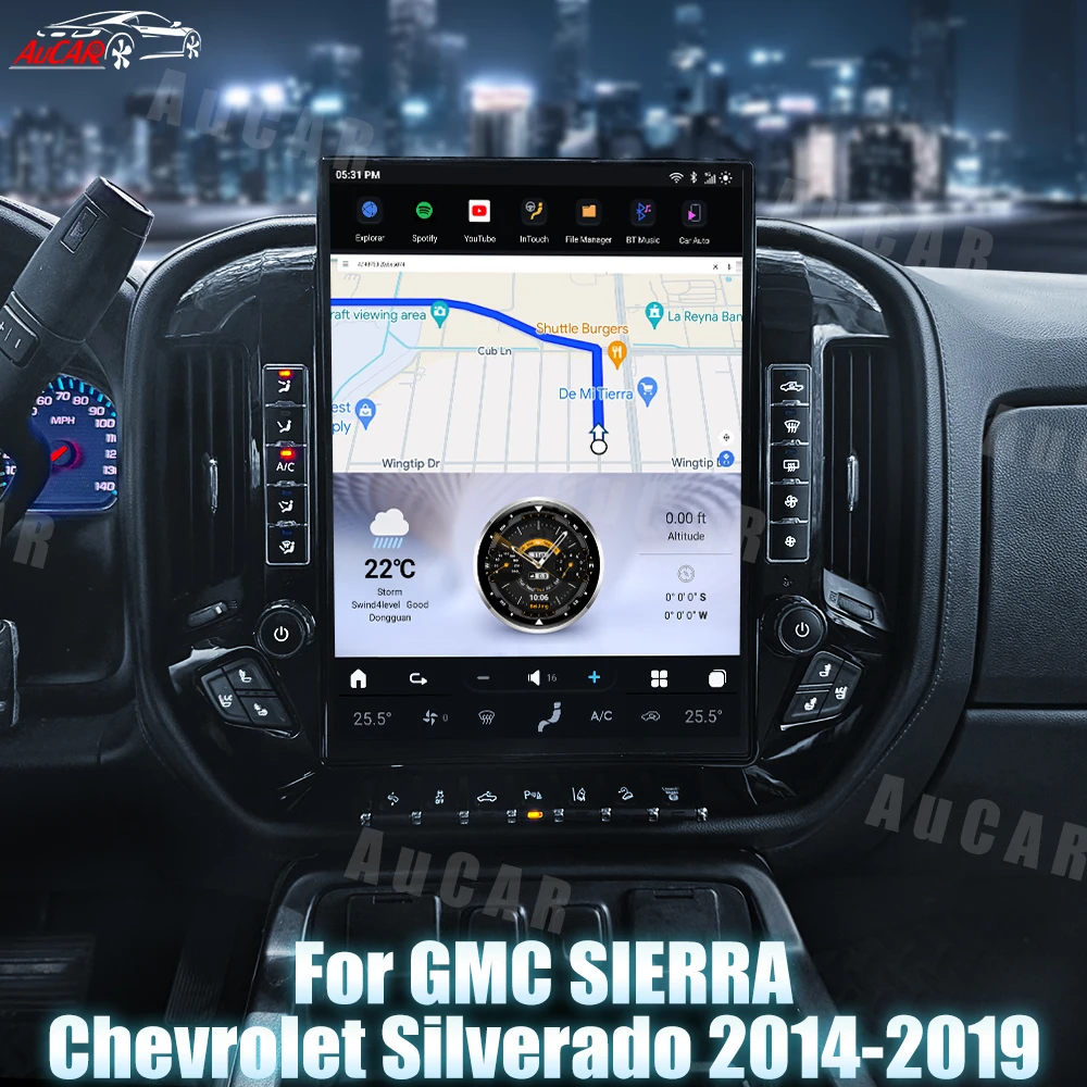 

AuCar 15,6-дюймовый обновленный автомобильный навигационный Android автомобильный радиоприемник 13,0 автомобильный DVD-плеер для Chevrolet Silverado GMC Sierra 2015-2019