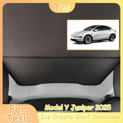 Ice Cloth Buckle Sun Shades For Tesla Model Y Juniper 2025 Upgrade Sunroof Sunshade Front Rear Sunroof Skylight Car Accessories