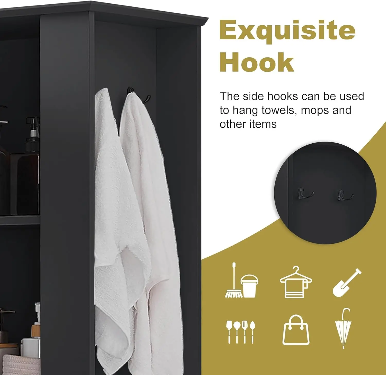 Tall Laundry Cabinet with Tilt Out Hamper & Adjustable Shelves, Bathroom Storage with Door & Drawer Freestanding, Customized