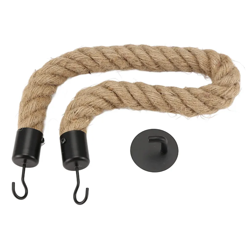 TKOH-1PC الأسود الجوت مناديل حمام حامل خمر منشفة معلقة حبل حامل ورق المرحاض المنزل فندق الحمام لوازم الديكور