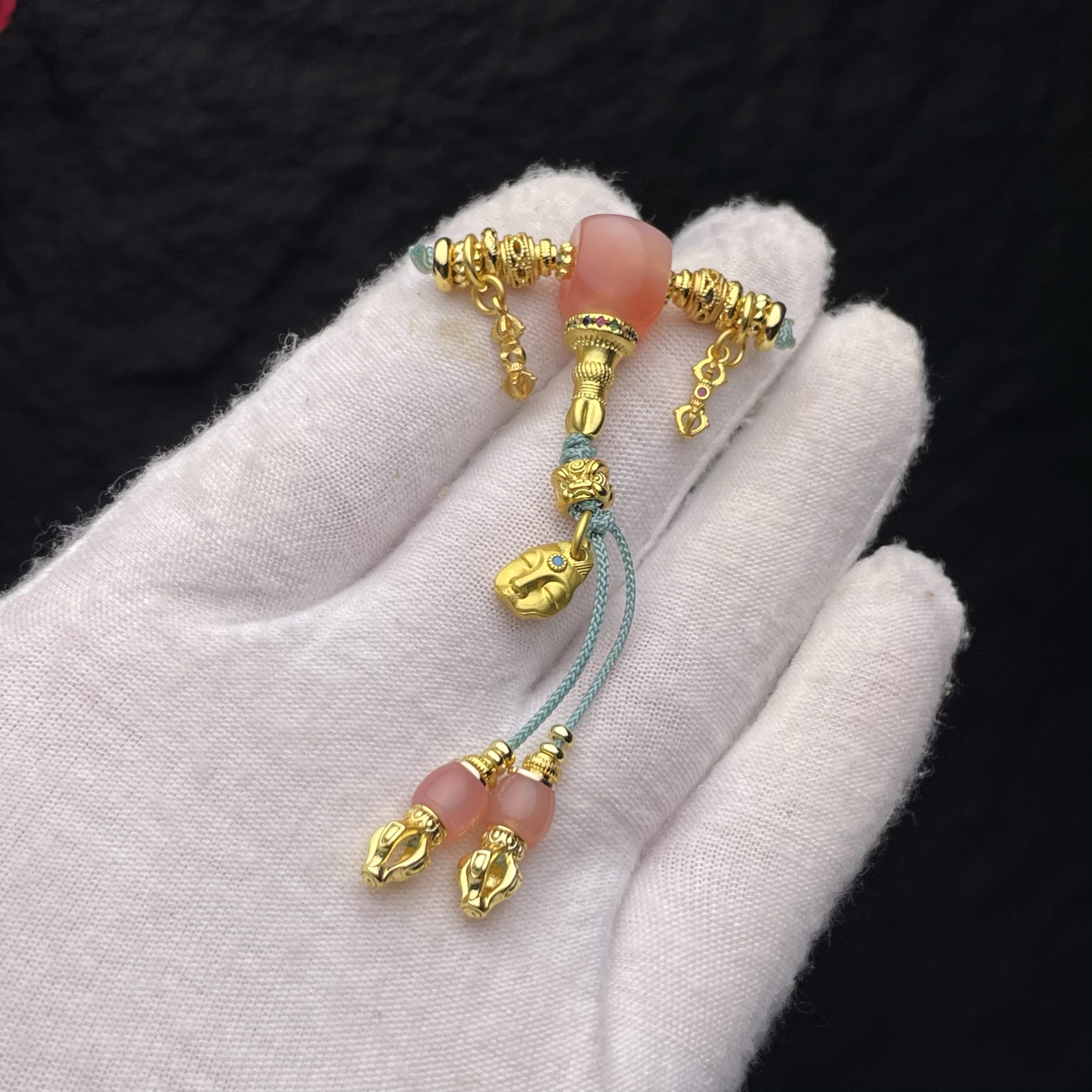 天然瑪瑙古代金三連仏頭ロングストリングアクセサリージュエリーファッションアクセサリー