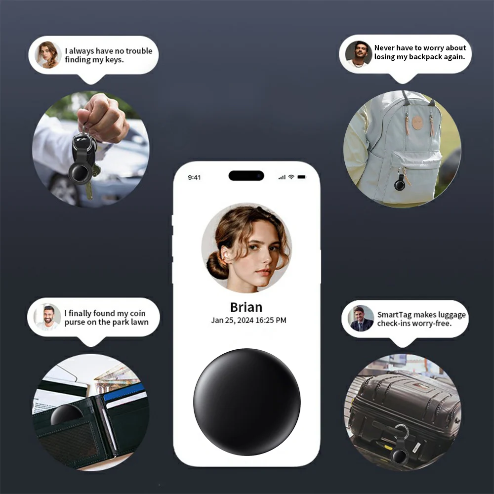 4-Pack smart Air tag Key Finder Locator Long-Distance Tracker Bluetooth Anti-Lost Alarm Reminder Work With Apple Find My For Bag