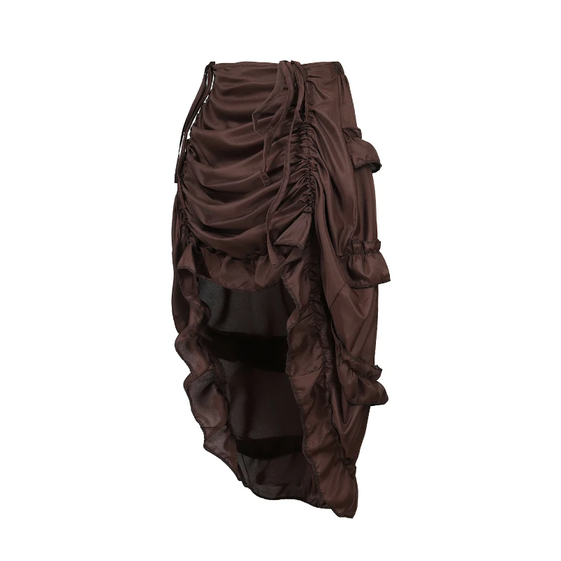 Steampunk Rok Vrouwen Plus Size Pirate Kostuum Hoog Laag Ruffle Maxi Lange Rokken Gothic Lace Up Rok Zwart Rood Bruin