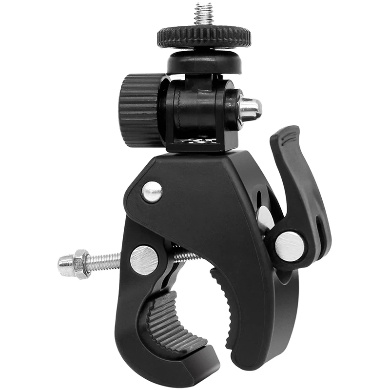 1Pc Black 1/4 Camera DV DSLR Bike Bicycle Handlebar Clamp Bracket Tripod Mount Screw Clip For  For Camera DV