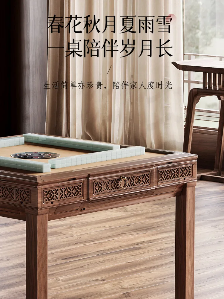 Imitation solid mahjong machine, automatic home roller coaster, dual-purpose dining table, new Chinese mahjong table