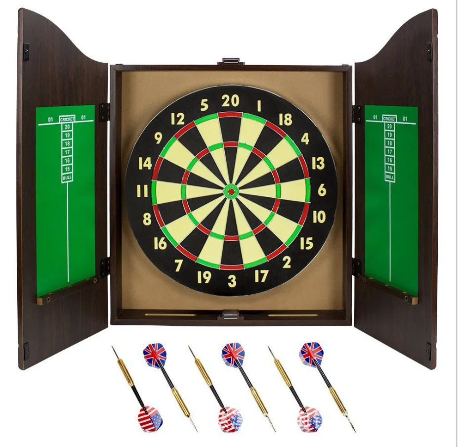 

High Quality Wooden Box Dart Board 18-inch Paper Target Dart Set