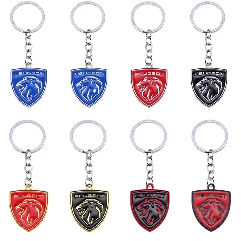 

Metal Lion Badge Car Keychain Key Rings Pendant for Peugeot 106 107 108 206 207 208 301 306 307 308 407 408 508 2008 3008 4008