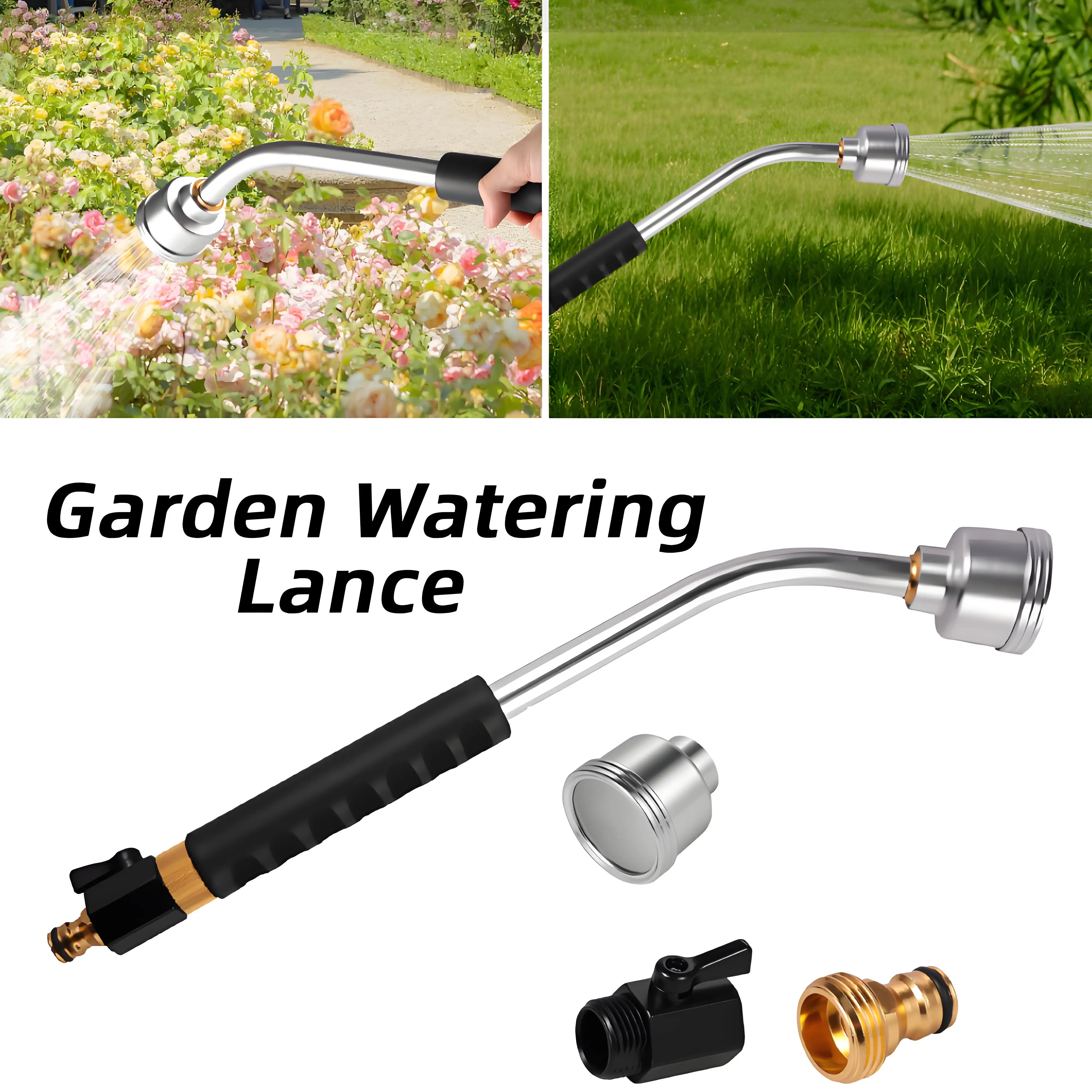 Lanza de riego de jardín, varita rociadora de ducha suave y completa con Control de flujo de pulgar para cestas colgantes, arbustos, plantas y flores