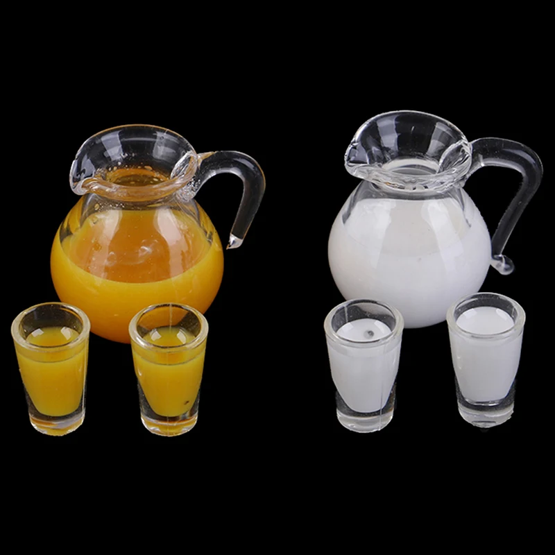 Jouets pour maison de poupée, pichet Miniature pour jus/lait, accessoire de cuisine Miniature, 1/12