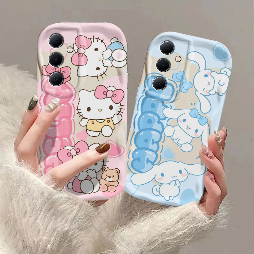 Hello Kitty Kuromi Pacha Cinnamon 3D Wave Case For OPPO Realme 12 11 10 9 8 7 7i 6 5 Pro Plus C67 C55 C31 C35 C11 C15 C20 C21Y