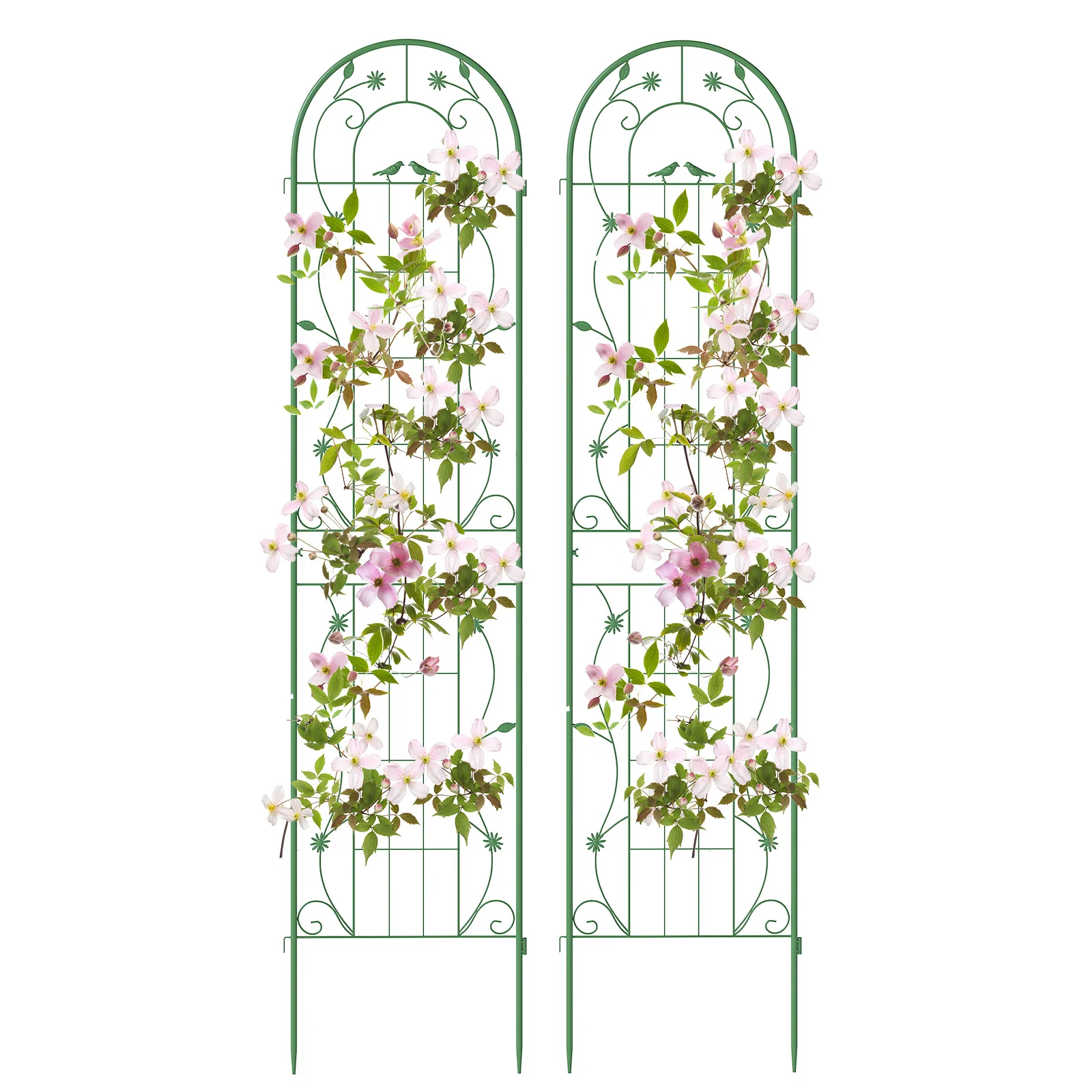 Enrejado de metal, juego de 2, valla decorativa para jardín, enrejado independiente, enrejado de jardín para tapar
