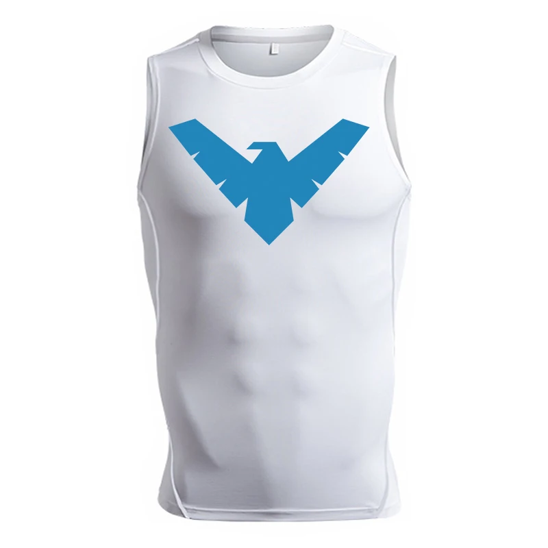Ärmelloses Kompressionsshirt mit Totenkopf-Flügel-Print für Herren, sportliche, schnell trocknende Tanktops, Fitness-Workout-Lauf-Baselayers, Unterhemden – Detail 8