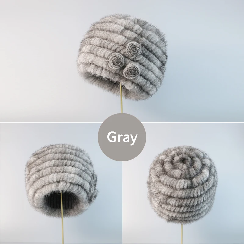 Neue Modische Echte Natürliche Damen Gestrickte Nerzmütze Handgefertigte Strick-Wintermütze Ohne Krempe – Detail 10
