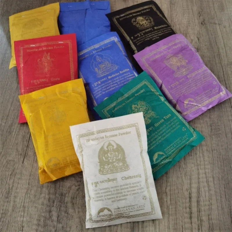 100g Nepalese Himalayan Natural Fragrance Powder Yellow God of Wealth/Green Tara Household Zen Meditation/worship Buddha Incense