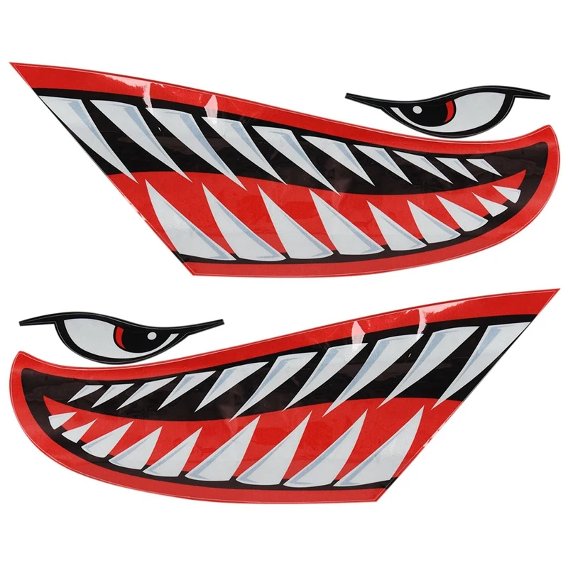 2pcs Waterproof Kayak Sticker Diy Shark Teeth Mouth Stickers Boat Car Truck Accessories