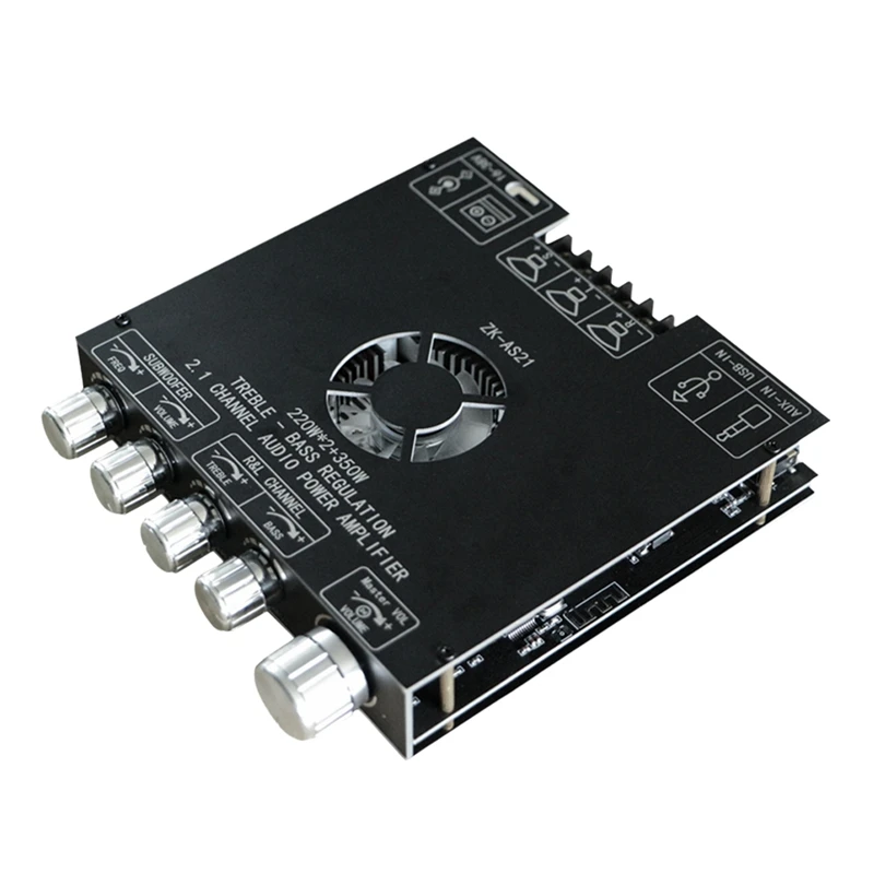 

ZK-AS21 2.1 Channel TPA3255 Bluetooth Digital Power Amplifier Board Module High And Low Tone Subwoofer 220WX2+350W