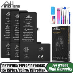 PINZHENG Real High Capacity Battery For iPhone 8 SE2 6 6S 7 Plus X XR XS Max 11 12 13 Mini Pro Max Replacement Batteries