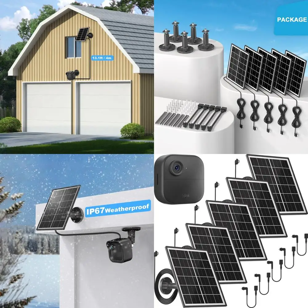 

Комплект из 5 солнечных панелей мощностью 5 Вт для камер Blink Outdoor 4-го/3-го поколения, XT3/XT2/XT, а также для внутренних/наружных камер, с кабелем питания длиной 13,1 фута и монтажным креплением.