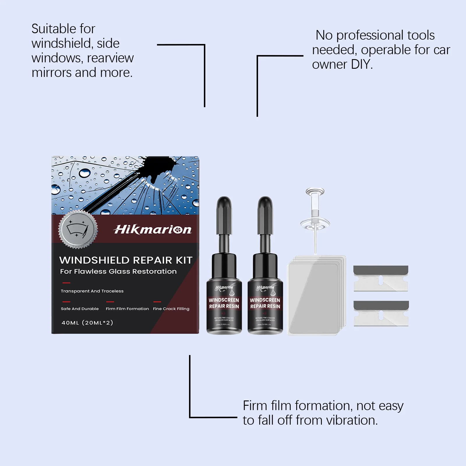 Car Windshield Cracks Repair Kit Auto Glass Nano Repair Fluid Set Glass Shatter Cracks Repair Glue Window Glass Cracks Remover