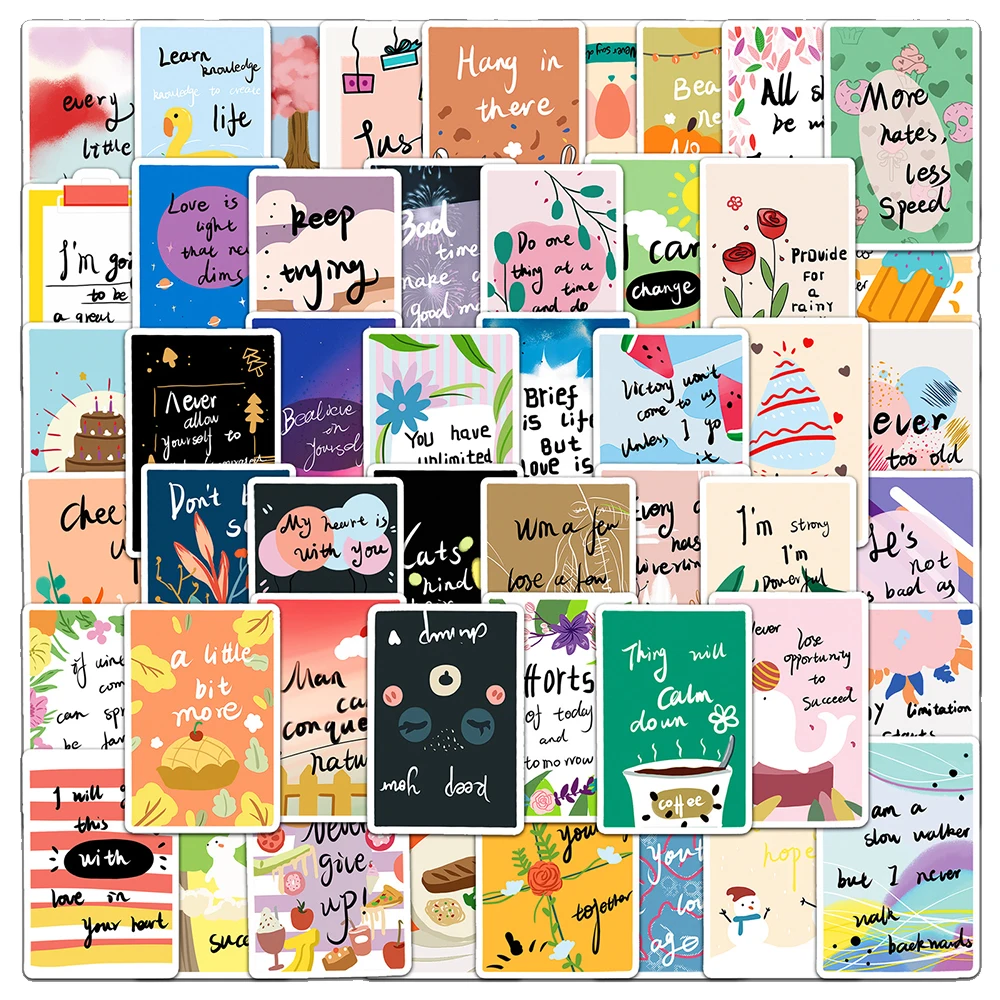 

10/30/50pcs Cute Inspirational Motivational Cartoon Stickers Kids Toy Notebook Laptop Fridge Phone Suitcase Stationery Sticker