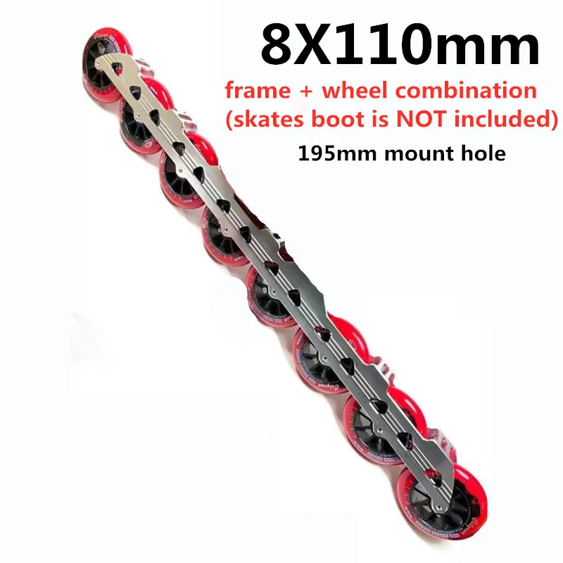 Ultra Long 8 Wheels Downhill Inline Speed Skating Base with 8X110mm Skates Frame 6061 Aluminum Alloy CNC 195mm Mount Skates