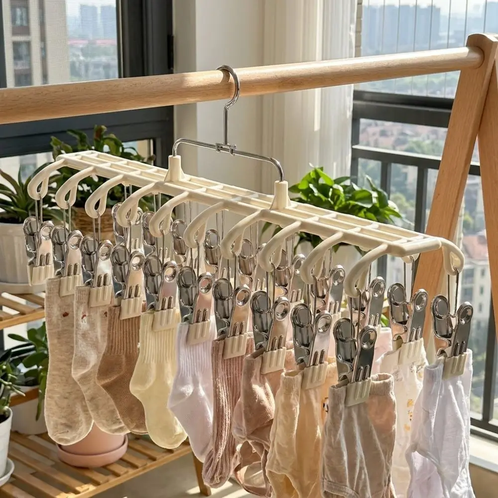 20 Clips Drying Clothes Hanger Non-marking Rustproof Trouser Hanging Hook Anti-Slip Windproof Wardrobe Clothes Organizer
