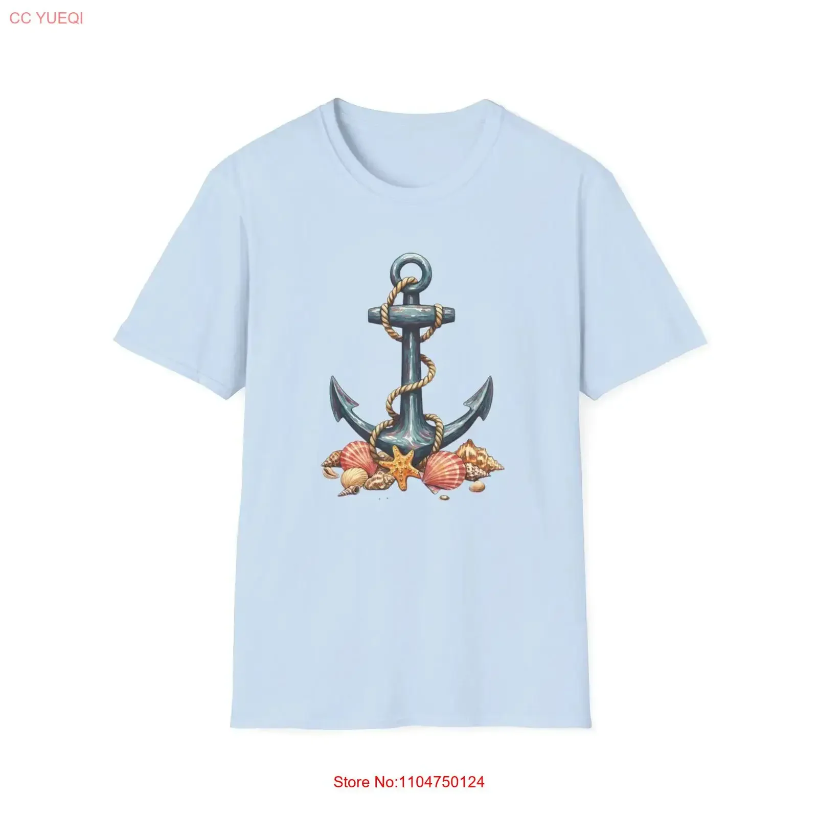 Camiseta con ancla náutica, estilo marinero, para amantes del océano, playera vintage lavada, unisex, elegante, ligeramente holgada, para uso diario, moda masculina