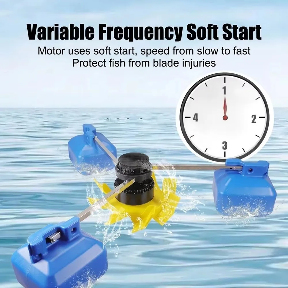 Aquaculture Floating Inverter Oxygen Pump, Overload Protection, Durable Aerator for Fish Pond Shrimp Farm