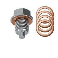M12 X 1.75 Magnetic Oil Pan Drain Screw Suitable with Copper Gasket Crush Washer for Toyota Ruizhi Camry RAV4 Highlander Prado