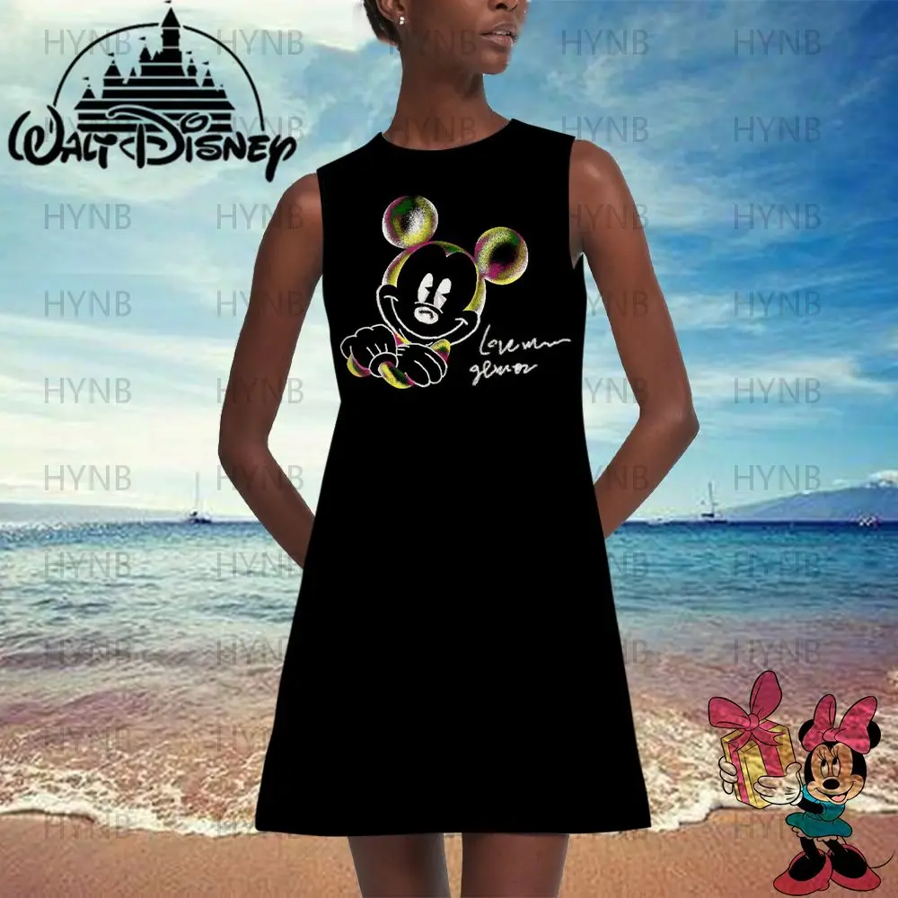 Vrouwen Jurk Minnie Mouse Mode Cover-Ups Boho Beach Mini Zomer Jurken Vrouw 2022 Print Party Mickey Sexy cool Afrikaanse Y2k