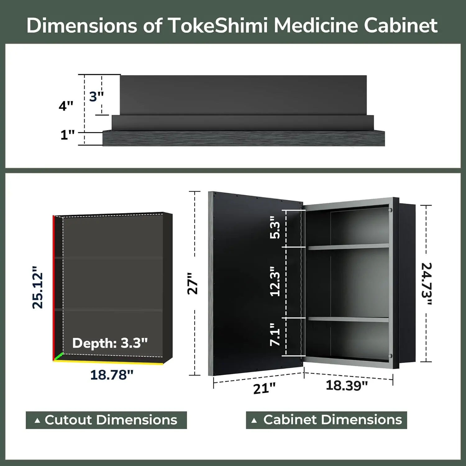 20x26 Recessed Medicine Cabinet with Mirror Wall Mounted, Metal Beveled Mirror with Storage for Bathroom Vanity, Aluminum Alloy