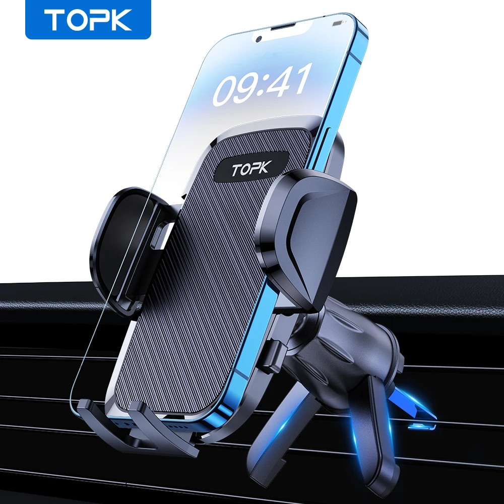 حامل هاتف السيارة TOPK [حامل فتحة تهوية الهواء] حامل هاتف السيارة العالمي متوافق مع iPhone 15 14 13 Samsung S23 جميع الهواتف