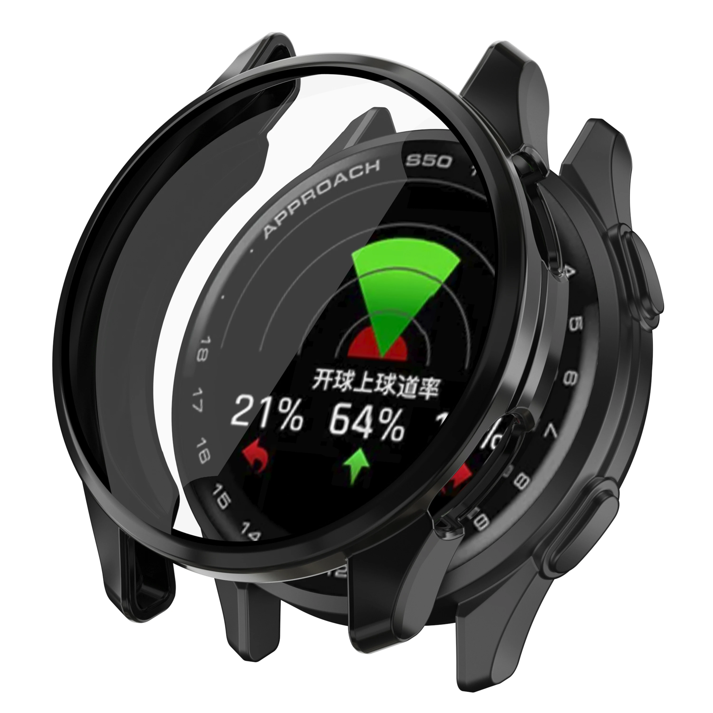 

Для корпуса часов Garmin Approach S50, гальванический чехол из ТПУ с полной оберткой - черный